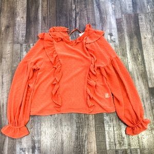 FAVLUX FASHION ORANGE RUFFLED TOP 🧡💥